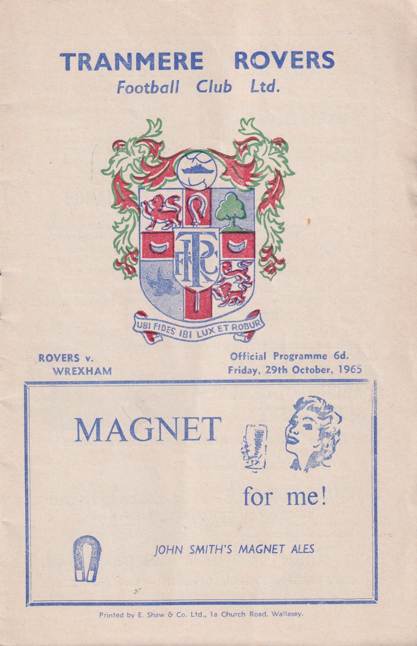Tranmere Rovers v Wrexham programme